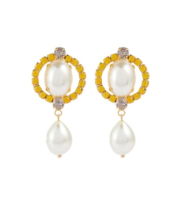 Crystal and faux pearl drop earrings