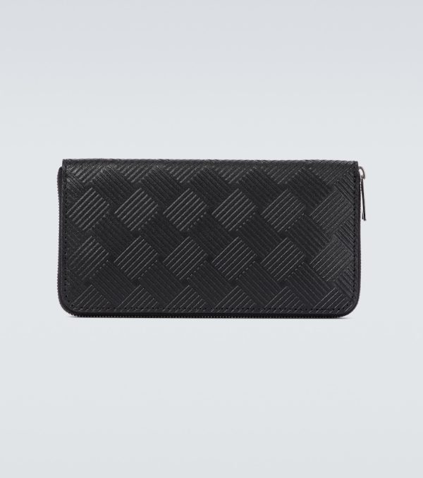 Debossed leather zip-around wallet