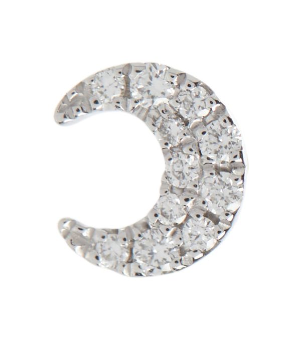 Diamond Moon Small 18kt white gold single earrings with white diamonds