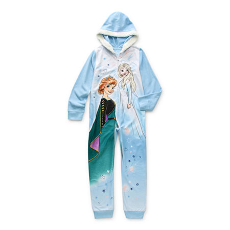 Disney Little & Big Girls Princess Frozen Long Sleeve One Piece Pajama, 8 , Blue
