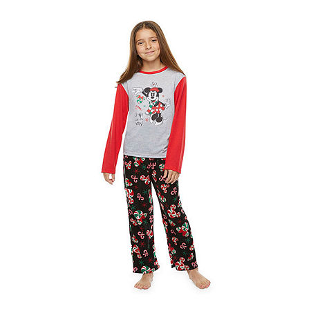 Disney Mickey Family Matching Pajamas Little & Big Girls 2-pc. Minnie Mouse Christmas Pajama Set, 4 , Black