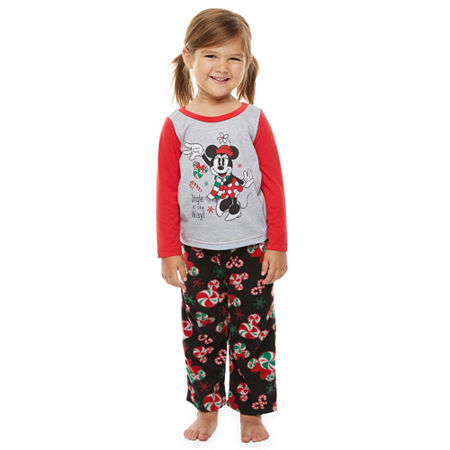 Disney Mickey Family Matching Pajamas Toddler Girls 2-pc. Minnie Mouse Christmas Pajama Set, 2t , Black