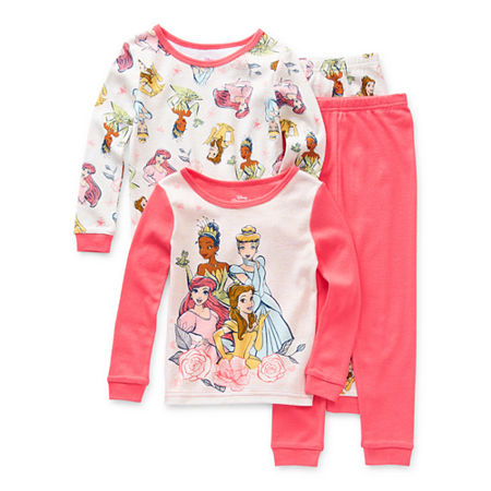 Disney Toddler Girls 4-pc. Princess Pant Pajama Set, 3t , Pink