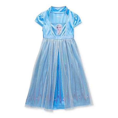 Disney Toddler Girls Princess Elsa Frozen Short Sleeve Nightgown, 2t , Blue