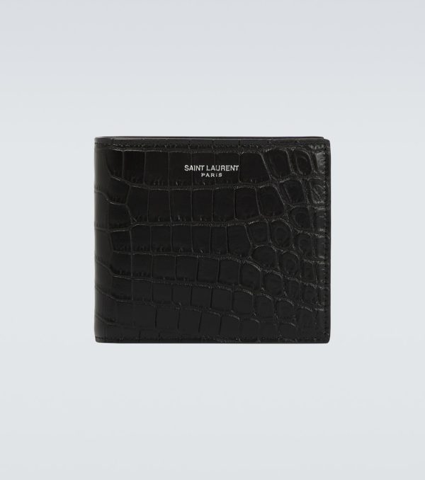 East/West embossed leather wallet