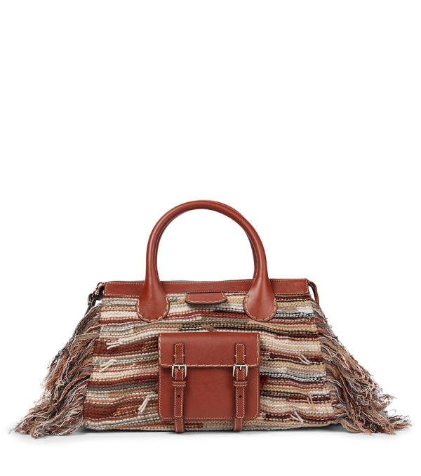 Edith Medium cashmere and leather tote