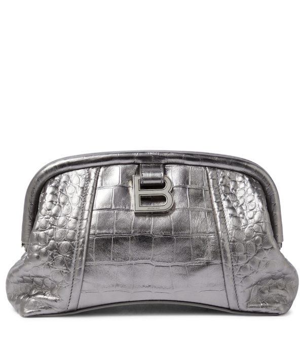 Editor XS croc-effect leather clutch