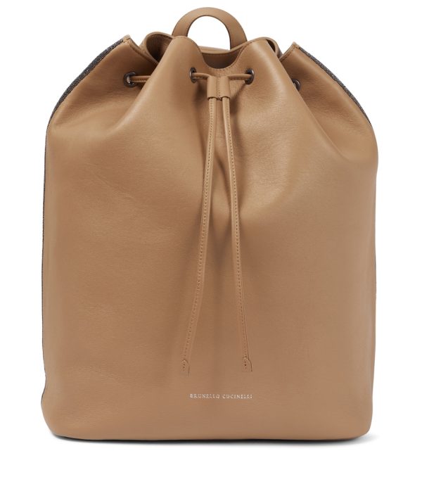 Embellished leather backpack
