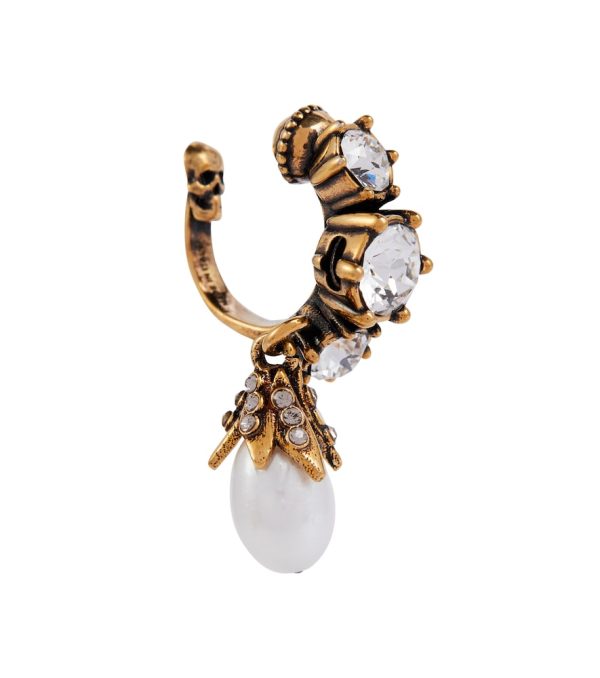 Embellished pearl single ear cuff