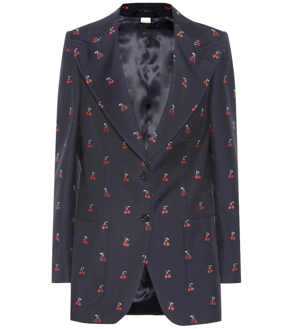 Embroidered cotton and wool blazer