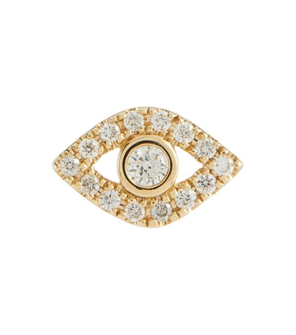 Evil Eye 14kt gold single earring with diamonds