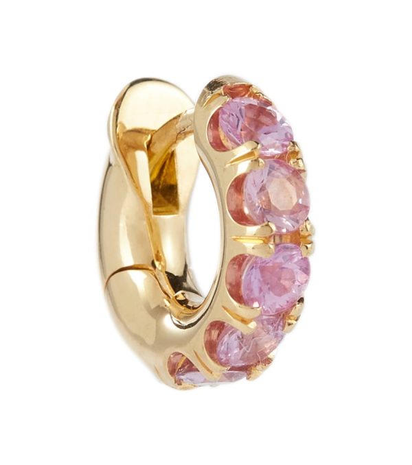 Exclusive to Mytheresa - Mini Macro Hoop 18kt yellow gold single earring with pink sapphires