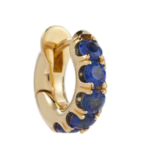 Exclusive to Mytheresa - Mini Macro Hoop 18kt yellow gold single earring with sapphires