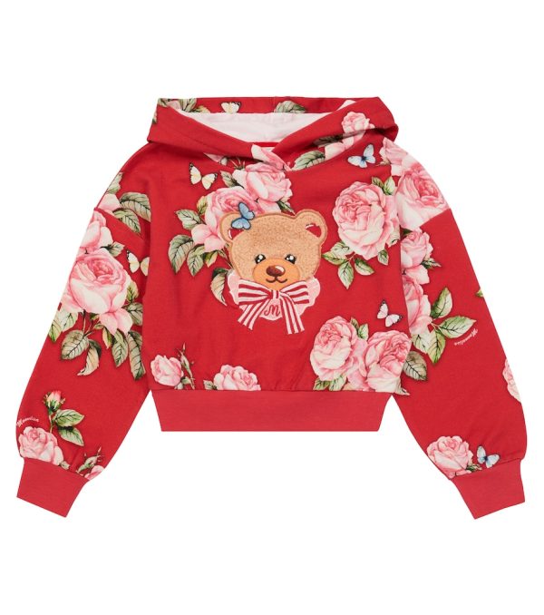 Floral cotton fleece hoodie