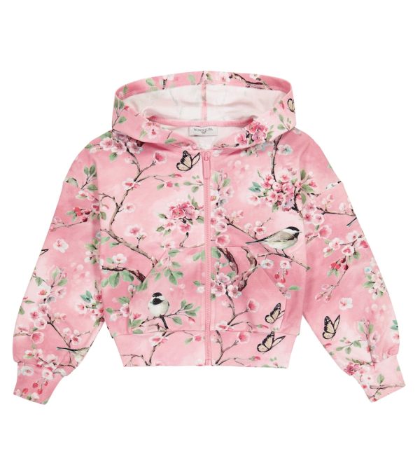 Floral stretch-cotton jersey hoodie