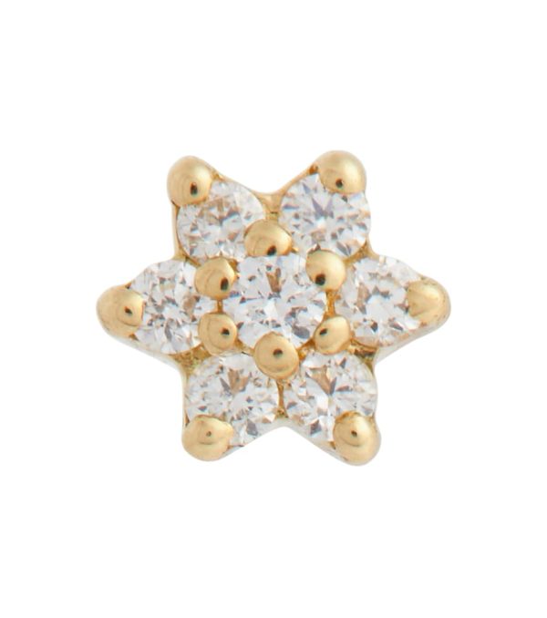 Flower 18kt gold single earring with diamonds