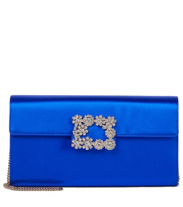 Flower Strass satin crossbody bag