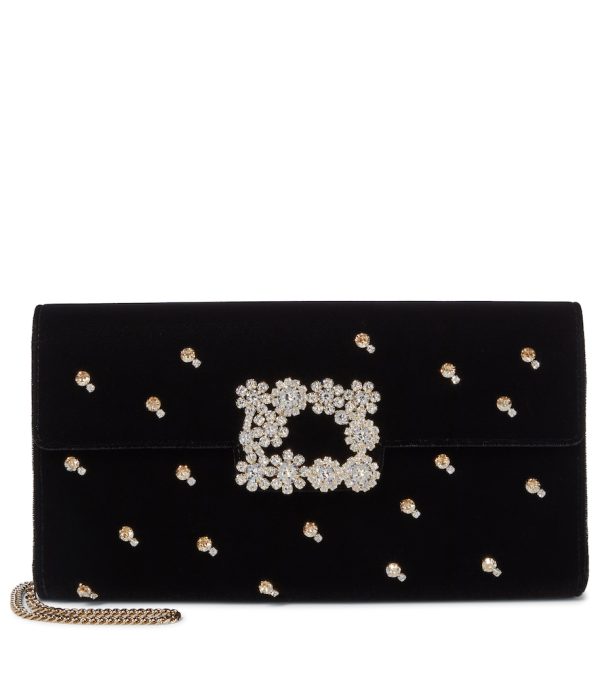 Flower Strass velvet crossbody bag