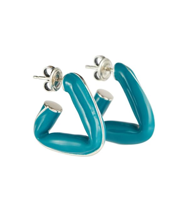 Fold sterling silver and enamel earrings