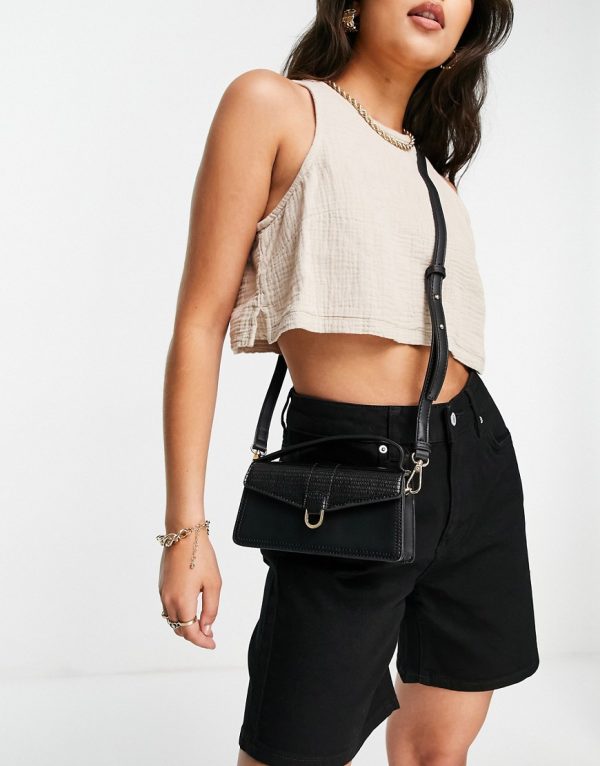 Forever New Chloe structured saddle bag in black