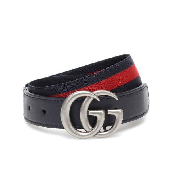 GG leather-trimmed belt