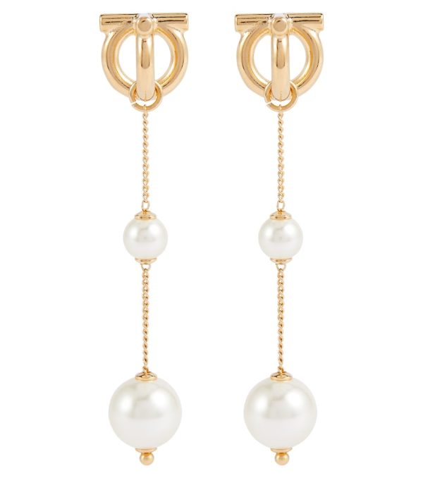 Gancini faux pearl drop earrings