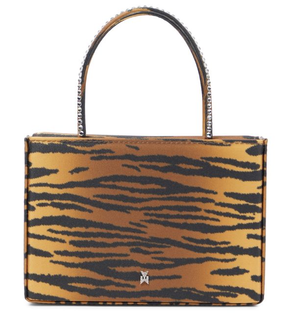 Gilda embellished tiger-print satin tote