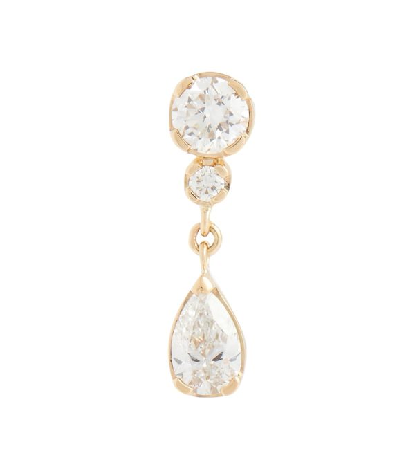 Goutte 18kt gold single earring with diamonds