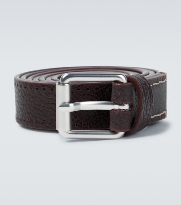 Grained leather belt