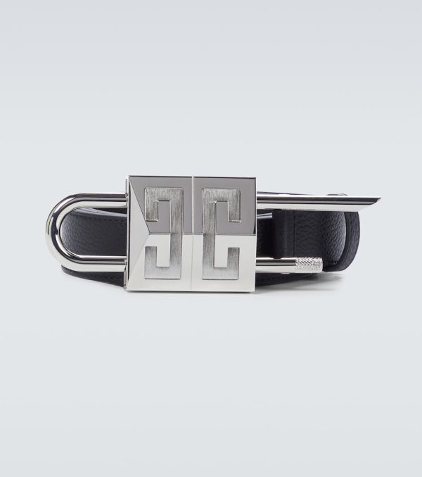 Grained leather padlock belt