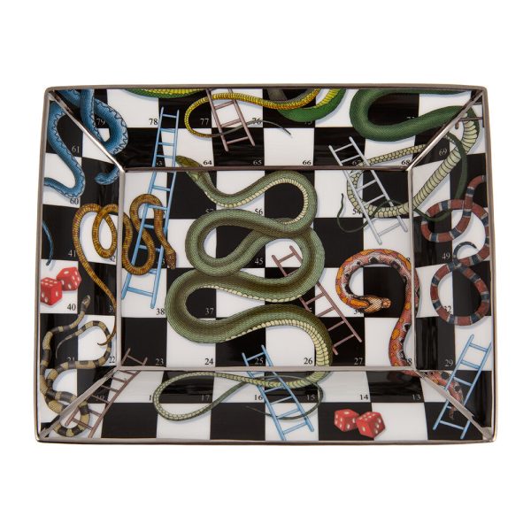 Halcyon Days - Snakes & Ladders Trinket Tray - Platinum