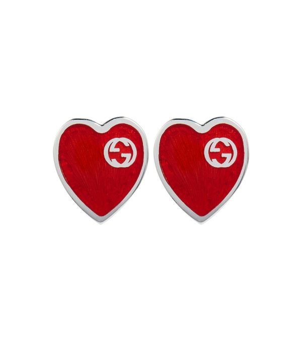 Interlocking G Heart sterling silver earrings