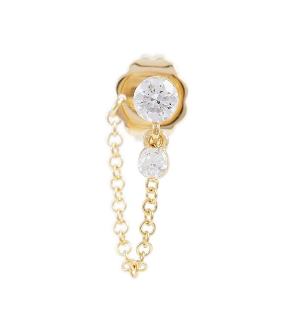 Invisible Dangle Chain 18kt gold single earring with diamonds