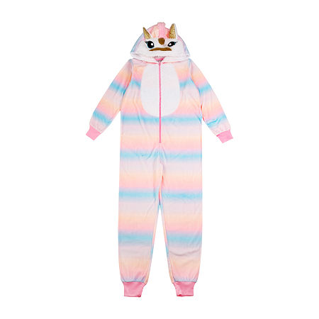 Jelli Fish Kids Little & Big Girls Long Sleeve One Piece Pajama, Large , Pink