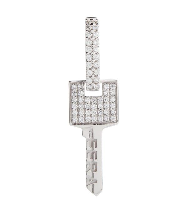 Key Small 18kt white gold single earring with diamonds