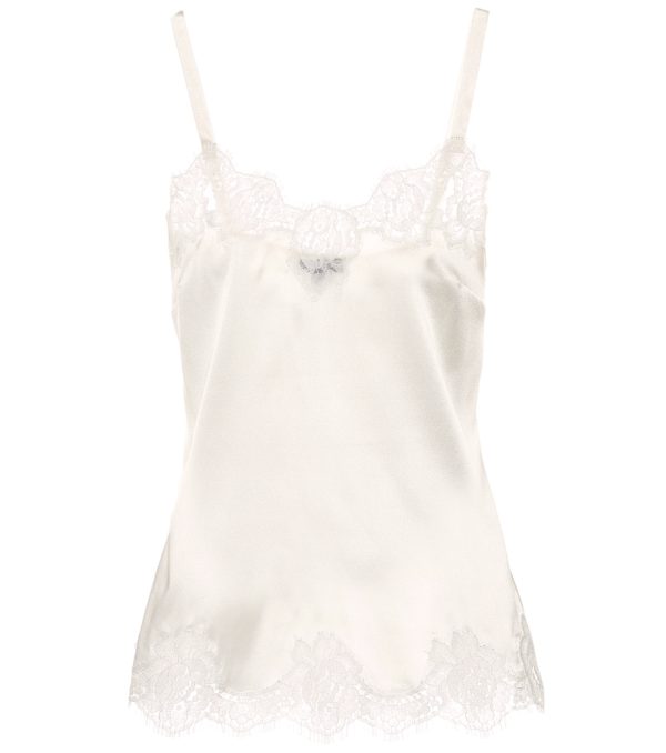Lace-trimmed satin camisole