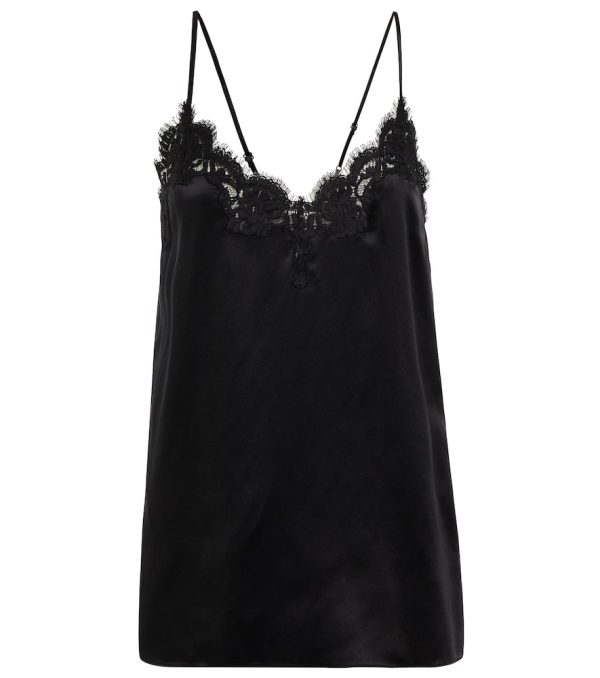 Lace-trimmed silk camisole