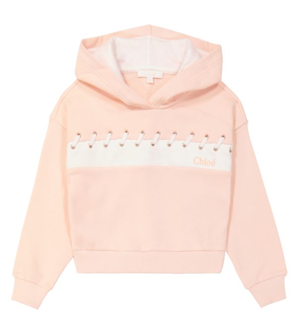 Laced cotton hoodie