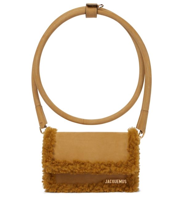Le Rond shearling and suede crossbody bag