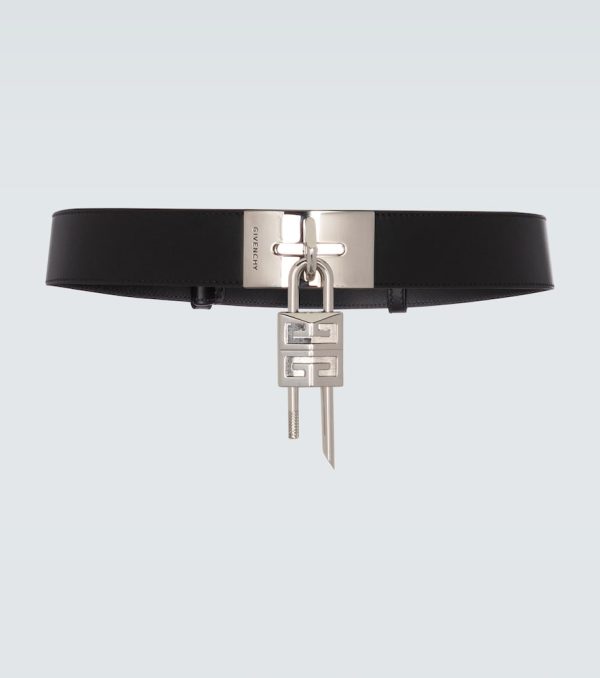 Leather belt with padlock