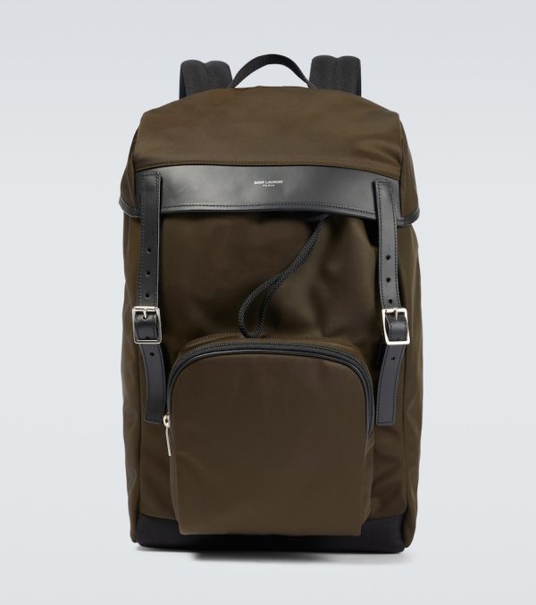 Leather-trimmed backpack