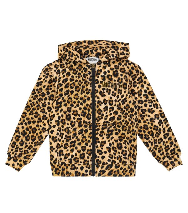 Leopard-print zipped hoodie
