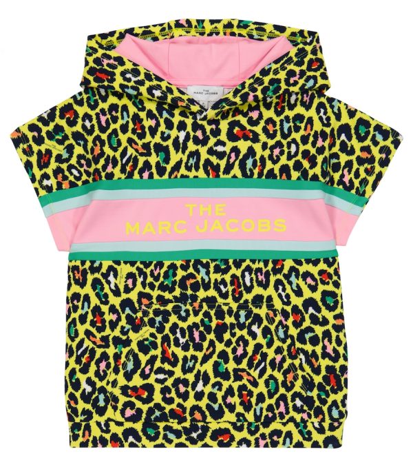 Leopard printed short sleeves hoodie