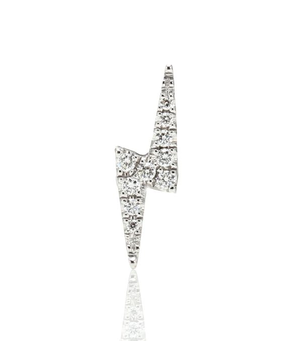 Lightning Bolt 14kt white gold single earring with diamonds