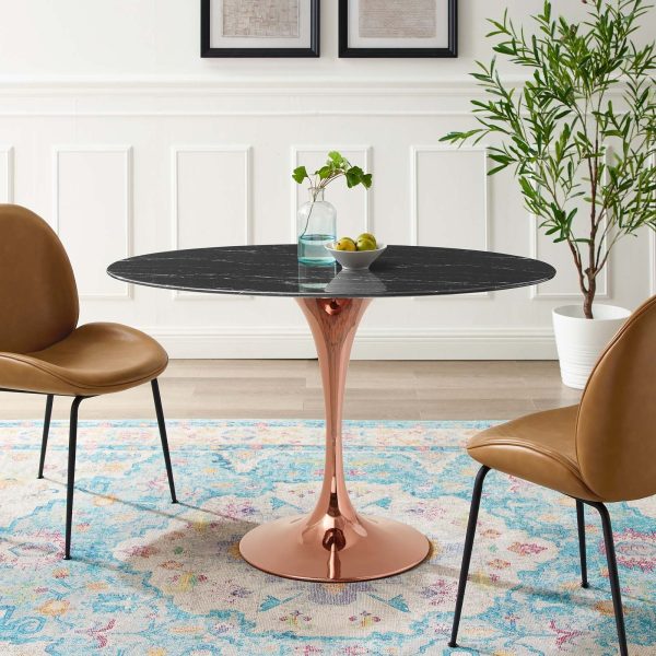 Lippa 48" Oval Artificial Marble Dining Table