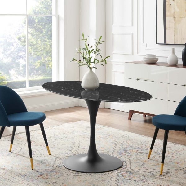 Lippa 54" Artificial Marble Oval Dining Table