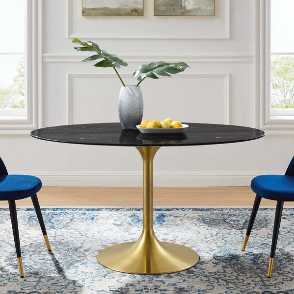 Lippa 54" Oval Artificial Marble Dining Table