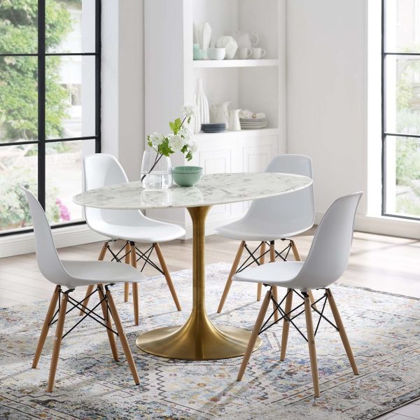 Lippa 54" Oval Artificial Marble Dining Table