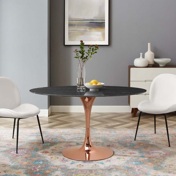 Lippa 54" Oval Artificial Marble Dining Table