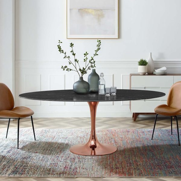 Lippa 78" Oval Artificial Marble Dining Table